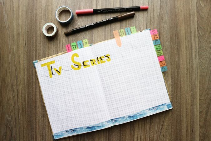 A Page In Diary For Noting TV Shows To Watch Photo