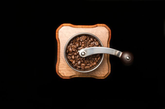 Beans In Coffee Grinder Photo