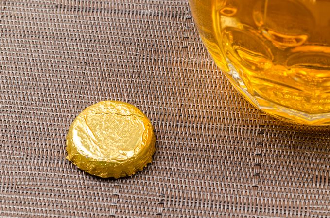 Beer Glass With Bottles Cap Photo