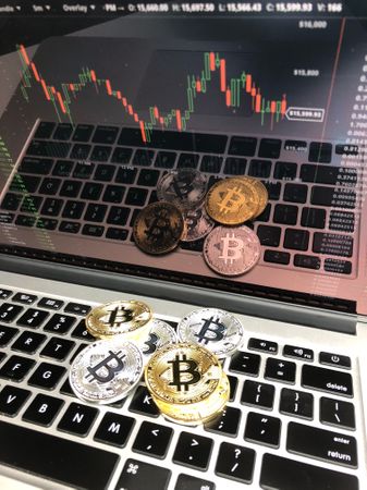 Bitcoin On Laptop Photo