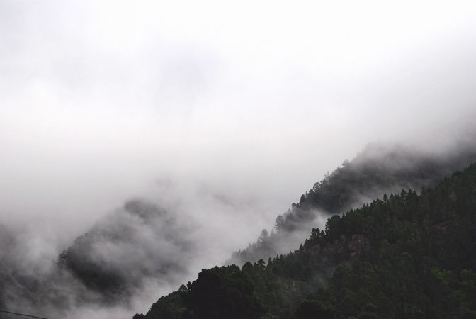 Black And White Foggy Mountains Photo
