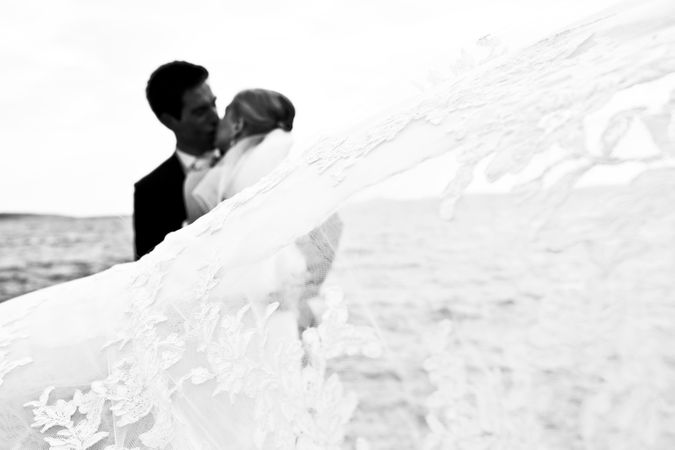 Black And White Photography Of Newly Married Couple Photo