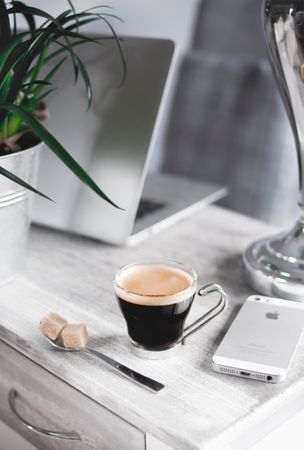 Black Coffee Cup On Working Desk Photo