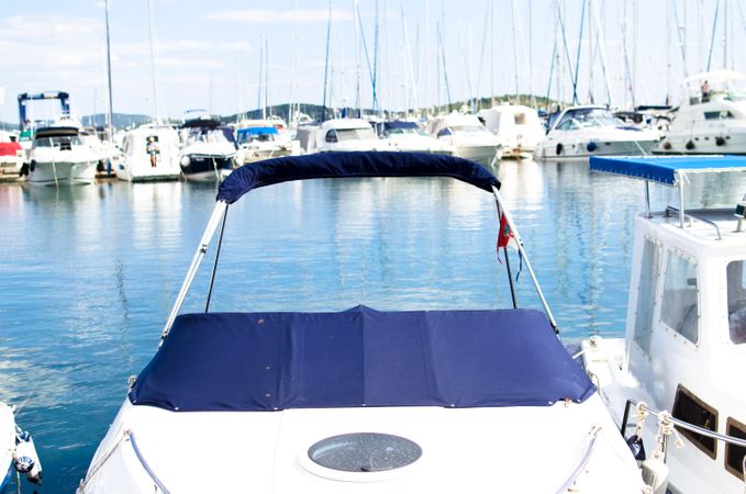 Blue Boat On Bay Photo