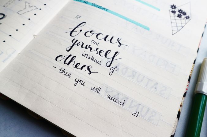 Boldly Written Strong Quote Calligraphy On Diary Photo