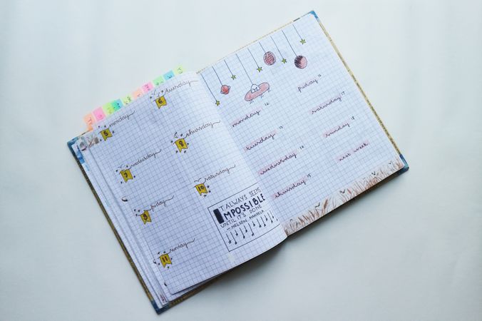 Bullet Journal With Illustrations Photo