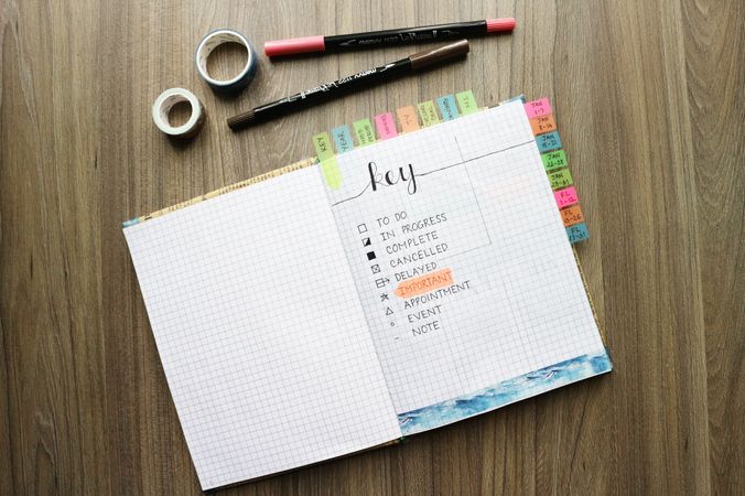 Bullet Journal With Stationary Photo