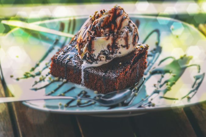 Chocolate Cake With Cream On Top Photo