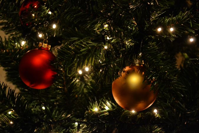Christmas Balls On Christmas Tree Photo