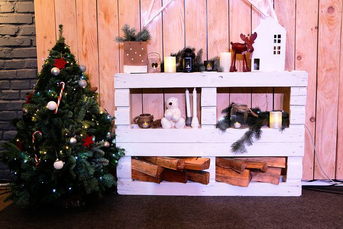 Christmas Decor Items Near Christmas Tree Photo