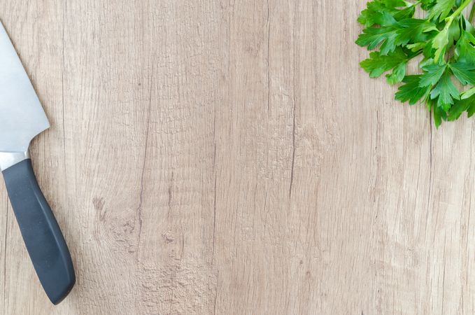 Coriander With Knife Photo
