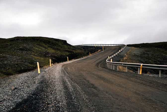 Countryside Curved Road In Rainy Weather Photo
