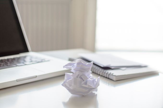 Crush White Paper On Desk Photo