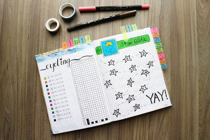 Free Cycling Goal Section In Bullet Journal Photo download in PNG & JPG  format