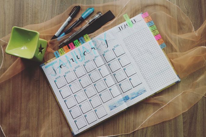 Daily Planner Section Of Diary Photo