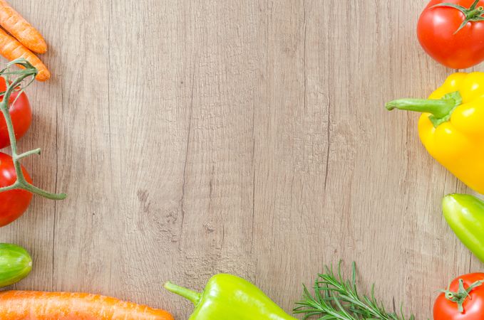 Fresh And Healthy Vegetables On Wooden Table Photo