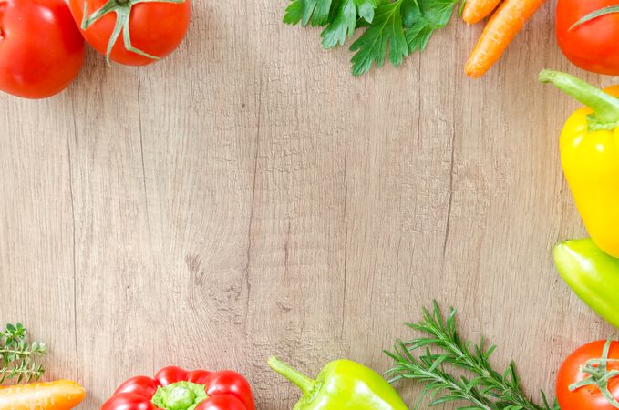 Fresh And Healthy Vegetables On Wooden Table Photo