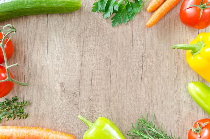 Fresh And Healthy Vegetables On Wooden Table Photo