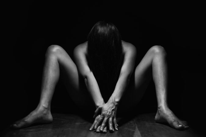 Grayscale Photo Of Naked Person Photo