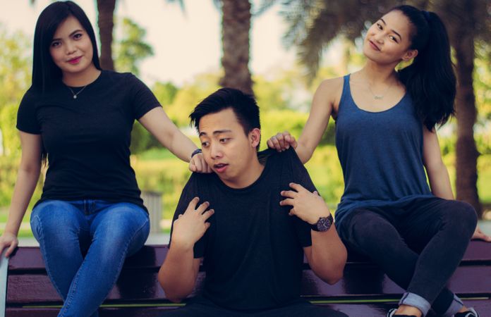 Group Of Friends Enjoying In Garden Photo