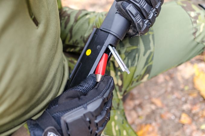 Gun Loaded By Bullets Photo