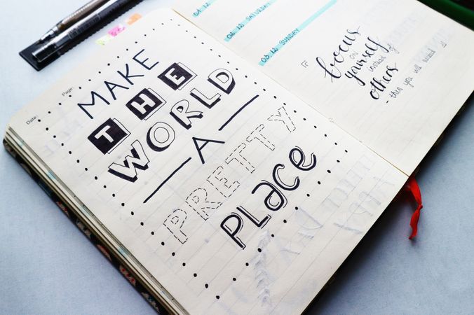 Happy Quote On Diary Photo