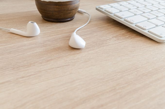 Headphone Surrounded By Cup Of Coffee Photo