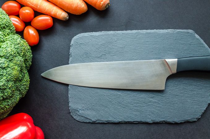 Kitchen Knife With Vegetables Photo