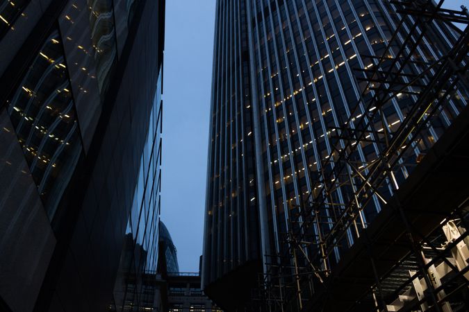 Low Angle Shoot Of High Rise Buildings During Night Time Photo