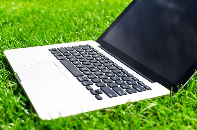 Macbook In Garden Area Photo