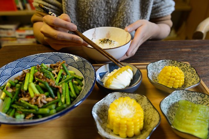 Chinese eating food naked