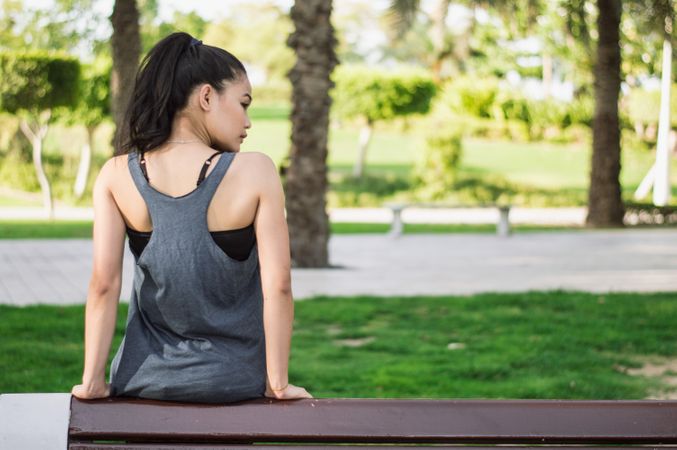 Photography Pof Girls Back Wearing Racerback Top In Garden Photo