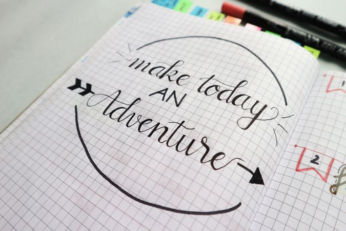Quote Calligraphy In Diary Photo