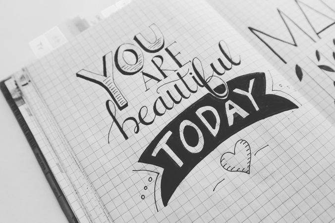 Quote Calligraphy In Diary Photo