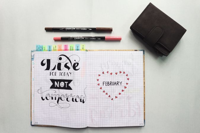 Quotes Calligraphy On Diary Photo