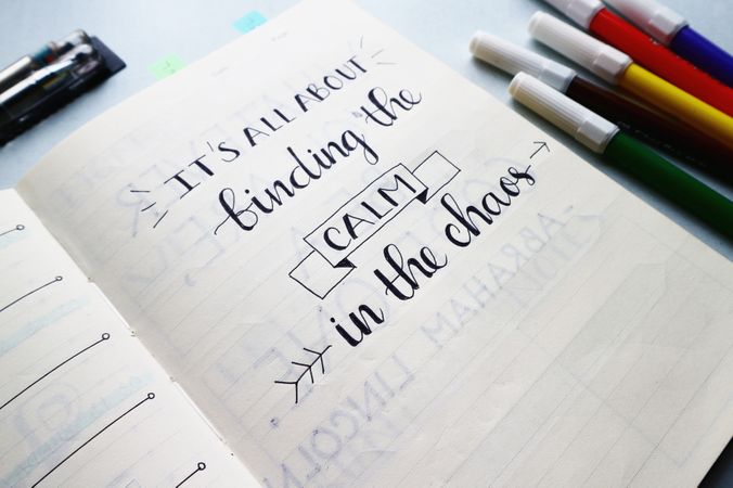 Quotes Calligraphy On Journal Page Photo