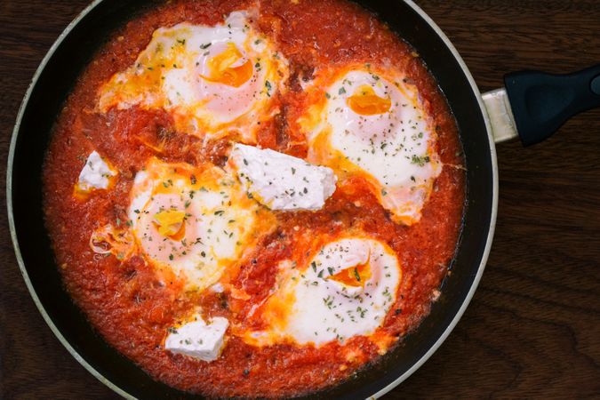 Round Frying Pan With Eggs Photo