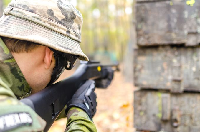 Soldier Shooting His Aim Photo