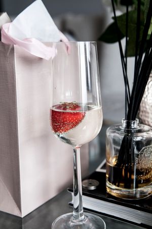Strawberry Inside Vodka Glass During Wedding Photo