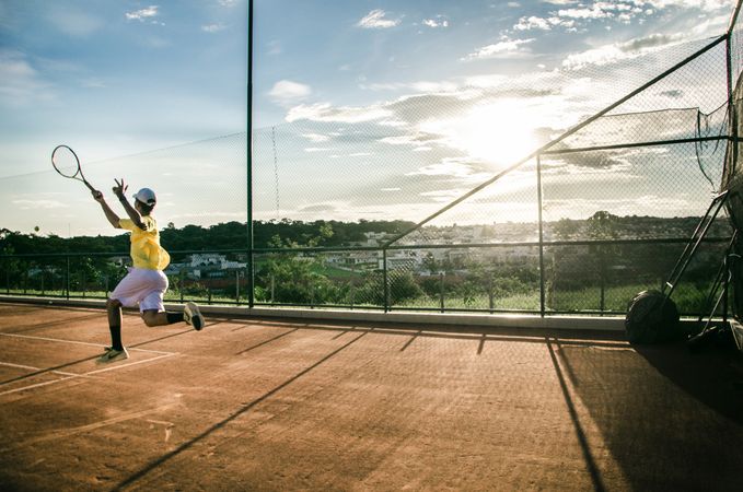 Download Free Man Wearing Yellow T Shirt With White Cap Playing Tennis Photo Download In Png Jpg Format PSD Mockup Templates