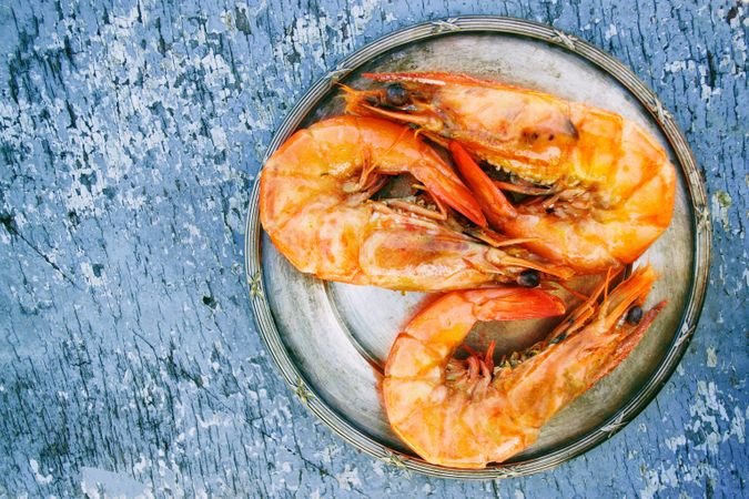Three Cooked Shrimps On Can Photo