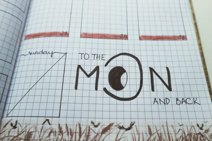 To The Moon And Back Drawn Graph Paper Photo