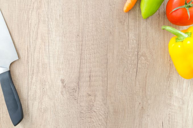 Tomato,Bell Pepper,Carrot's With Knife Photo