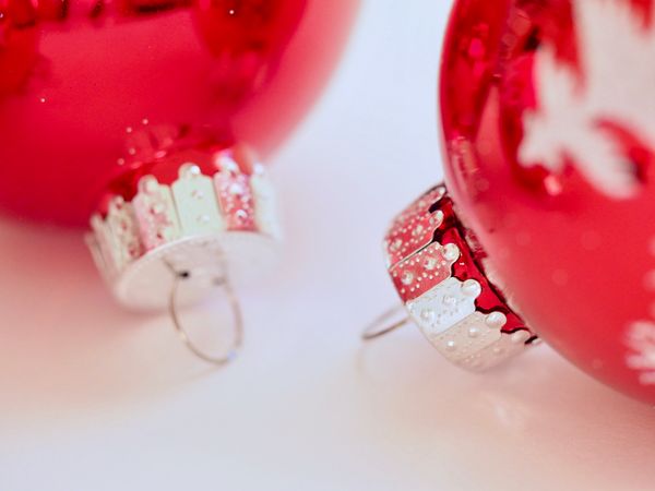 Two Red Christmas Ornaments Photo