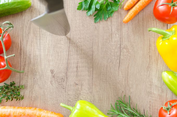 Vegetables On Tables With Knife Photo