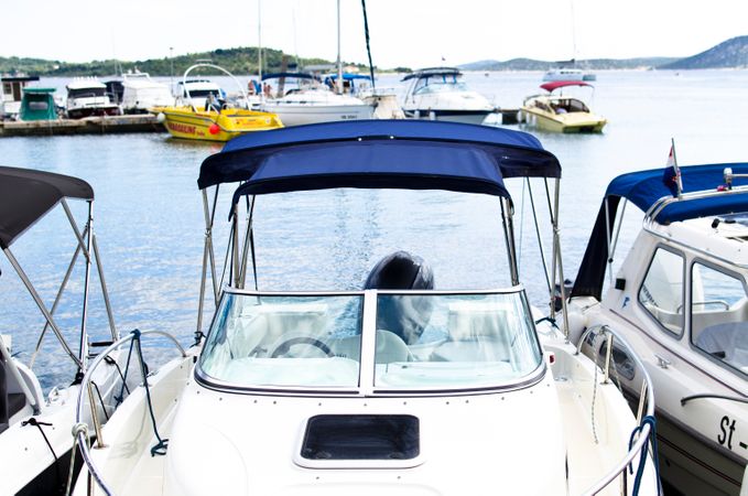 White And Blue Boat Photo