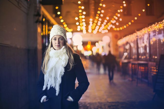 Woman In Black Long-sleeved Top With White Scarf Photo