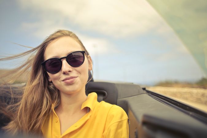 Woman In Yellow Collared Shirt Photo