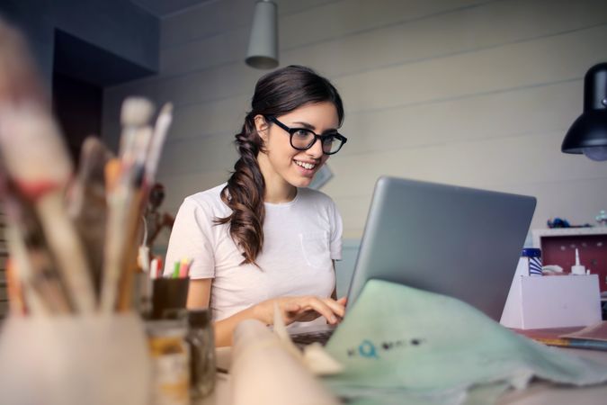 Woman Using Her Laptop Photo