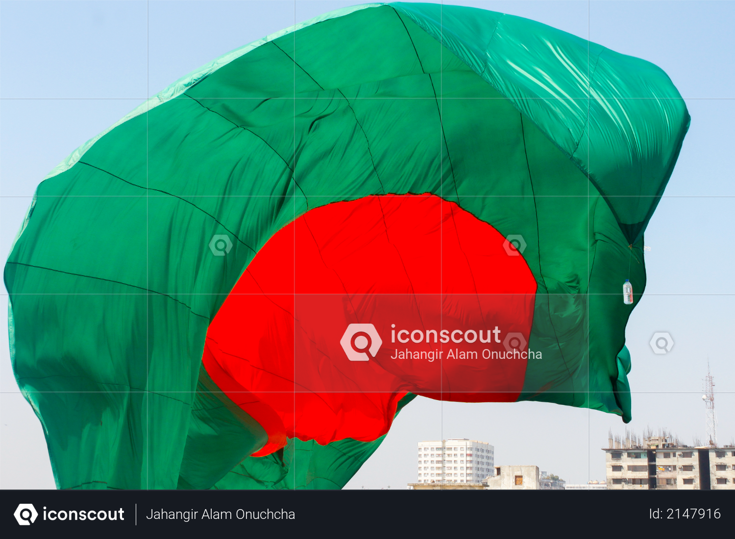 Bangladeshi Flag Waving in the sky at Dhaka, Bangladesh Photo